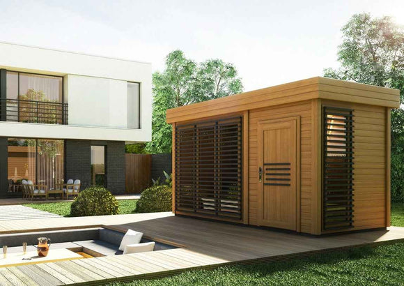 Cabine de sauna extérieur AZALEA 8 places 438x203,8 x H.259 cm