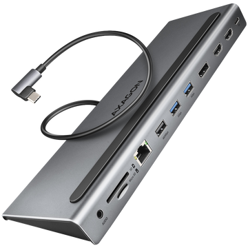 AXAGON USB-C 5Gbps TRIPLE 4K DISPLAY 11in1 Hub | HMC-4KX3 - 0