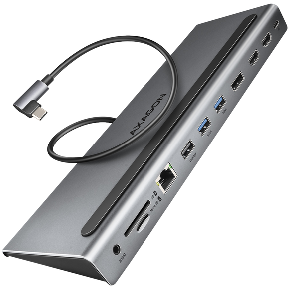 AXAGON USB-C 5Gbps TRIPLE 4K DISPLAY 11in1 Hub | HMC-4KX3