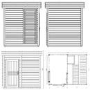 Cabine de sauna vitrée extérieur PRYMULA 4 places 253,8x203,8 x H.259 cm