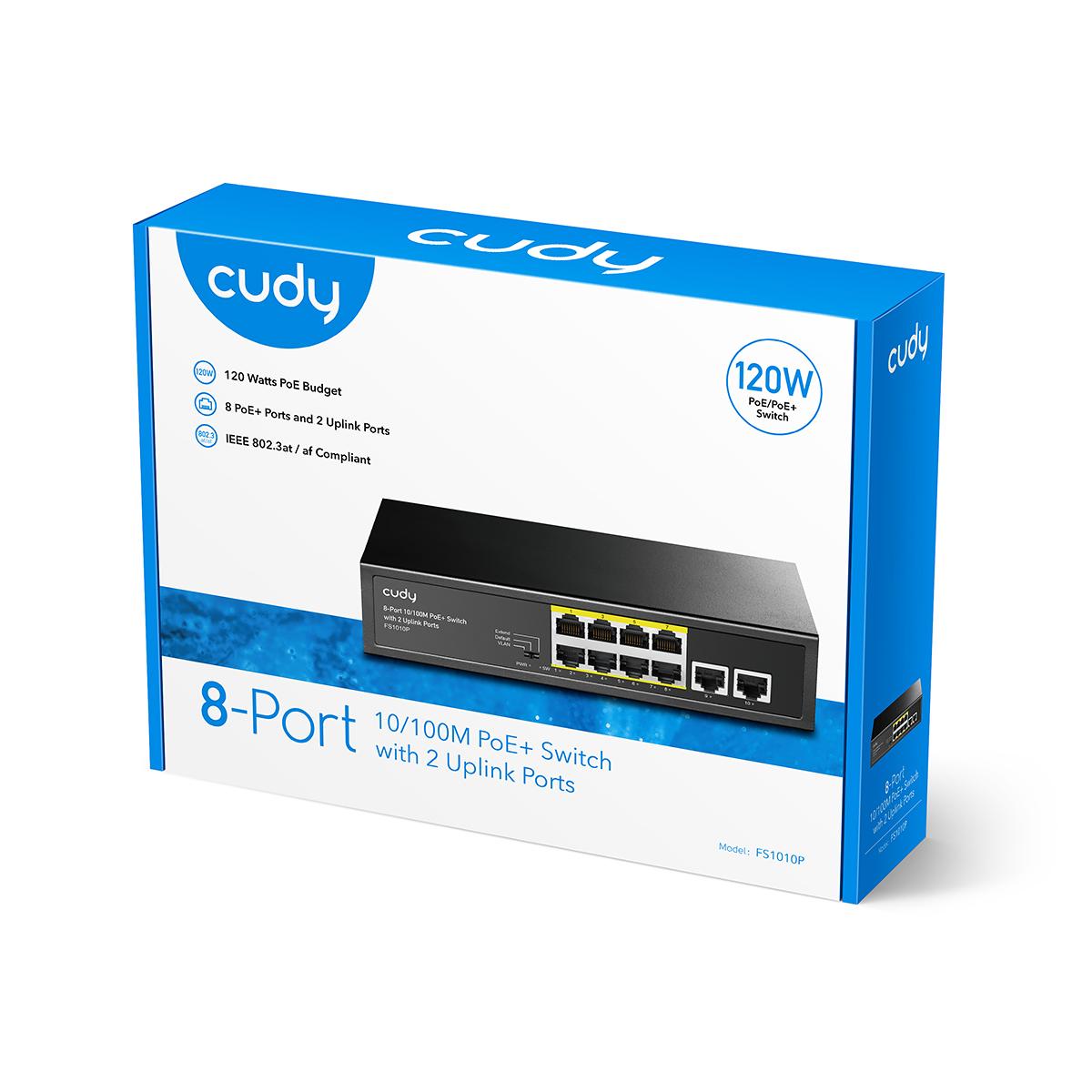 Commutateur réseau cudy fs1010p fast ethernet 10/100 power over ethernet poe noir