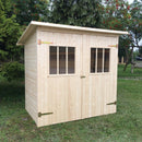 Maison de jardin BRATEK en bois épicéa coloris chêne 203,8x201,9 H. 229 cm-2