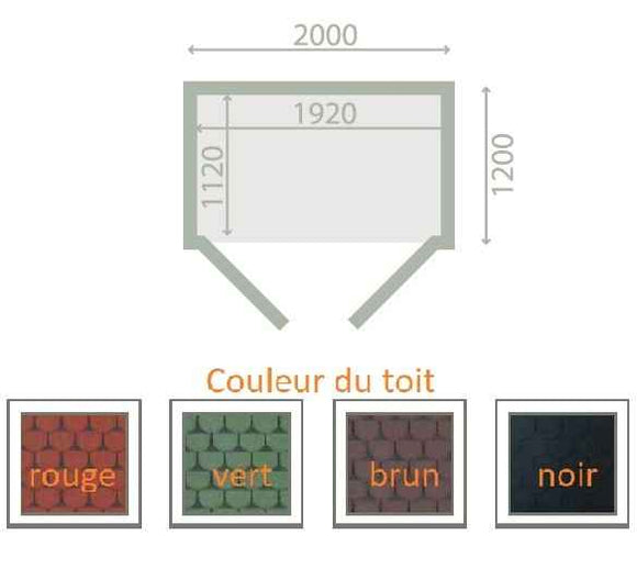 Abri de jardin LUCIOLE en bois épicéa 216x216 cm H. 234 cm
