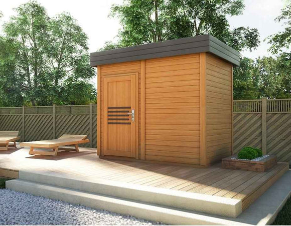 Cabine de sauna extérieur PRYMULA 4 places 253,8x203,8 x H.259 cm