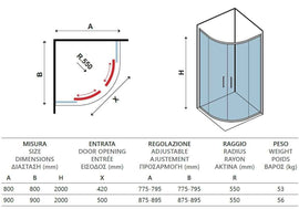 Parois de douche ¼ de cercle ELYSIUM 200 H. 200 cm