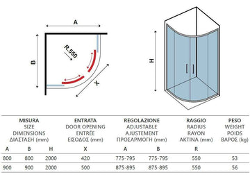 Parois de douche ¼ de cercle ELYSIUM 200 H. 200 cm