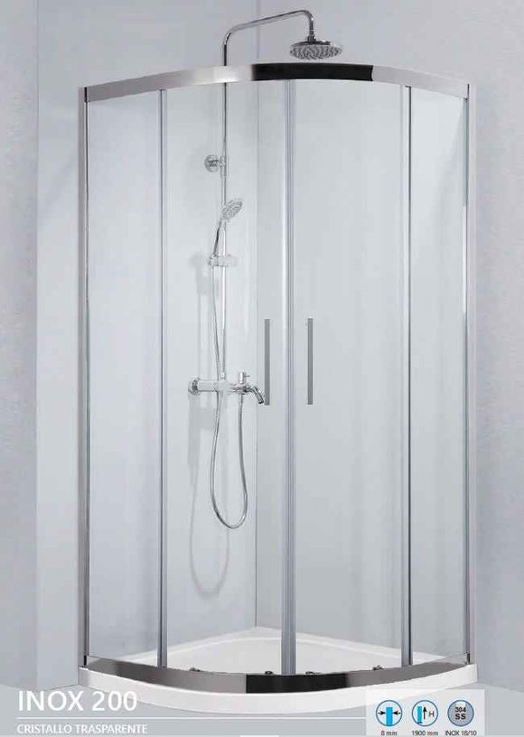 Parois de douche ¼ de cercle INOX 200 H. 190 cm