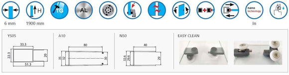 Parois de douche ¼ de cercle FLORA 200 SATIN H. 190 cm