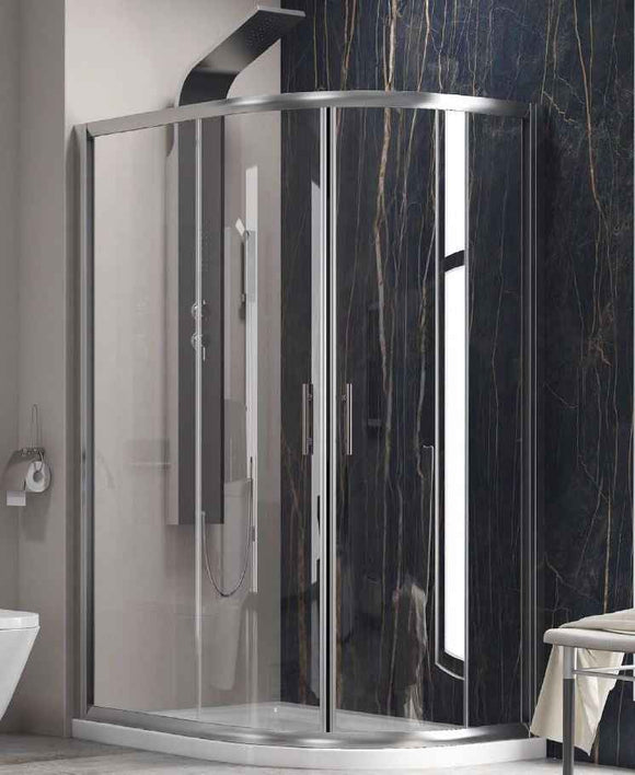 Cabine de douche d’angle ¼ de cercle avec receveur FLORA 650 80x100 H.190 cm