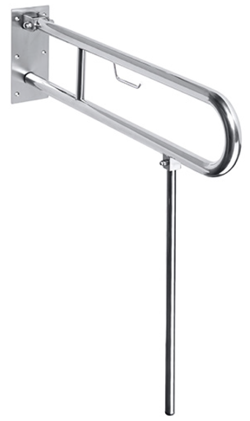 Barre d'appui relevable forme U +jambe d'appui HELP avec support papier toilette