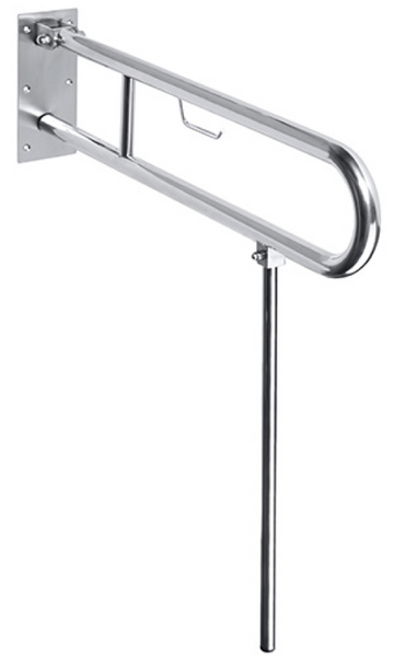 Barre d'appui relevable forme U +jambe d'appui HELP avec support papier toilette