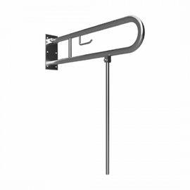 Barre d'appui relevable forme U +jambe d'appui HELP avec support papier toilette - 0