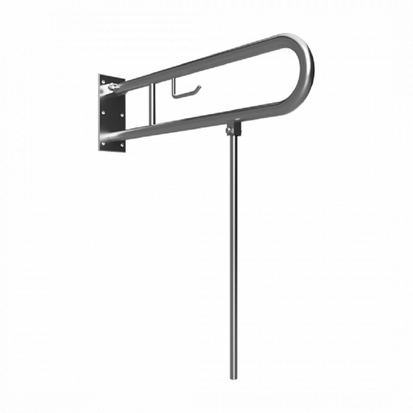 Barre d'appui relevable forme U +jambe d'appui HELP avec support papier toilette