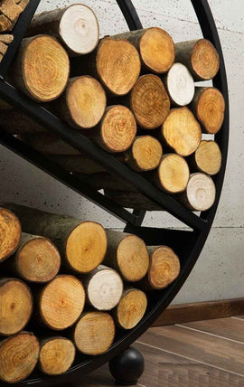 Range-bûches rond DIEGO en acier noir 80 cm