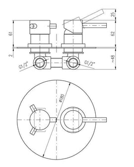 Mitigeur douche encastrable SEINA avec arrêt automatique en laiton bronze