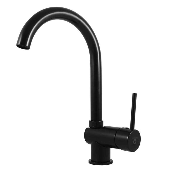 Mitigeur évier pivotant bout rond SEINA en laiton noir H.32,5cm