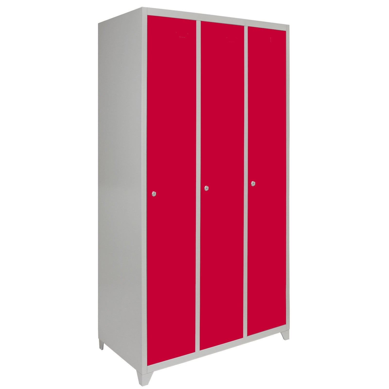 Rangée de 3 casiers métalliques rouge