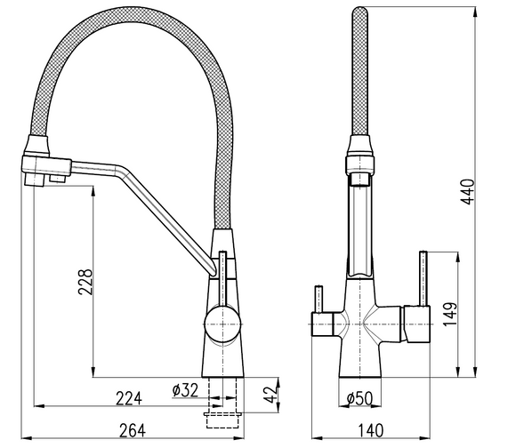 Mitigeur évier SEINA avec séparateur d'eau potable et d'usage H.44 cm
