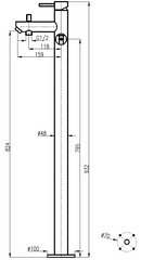 Mitigeur baignoire sur pied SEINA en laiton chromé H. 93,2 cm-3