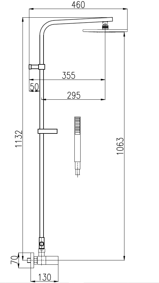 Colonne de douche murale LOIRA 113 cm laiton chromé