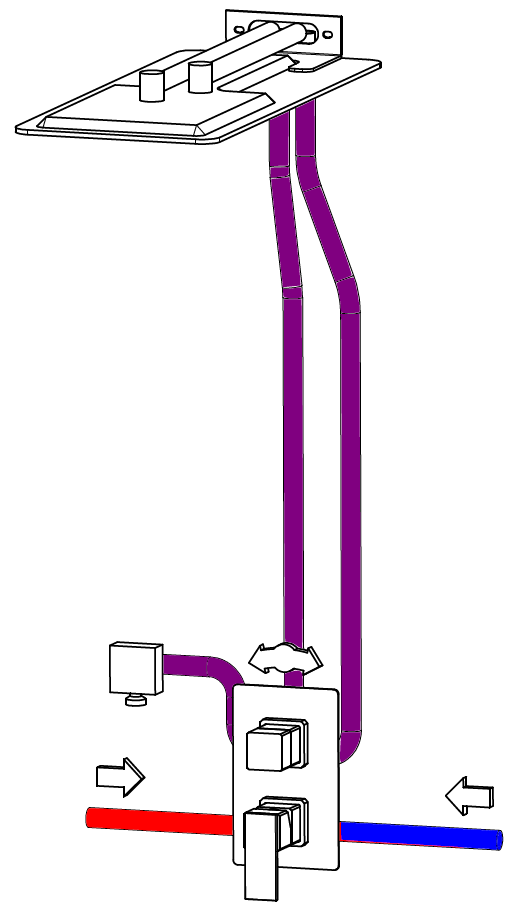 Colonne de douche avec cascade à encastrer avec cascade LOIRA