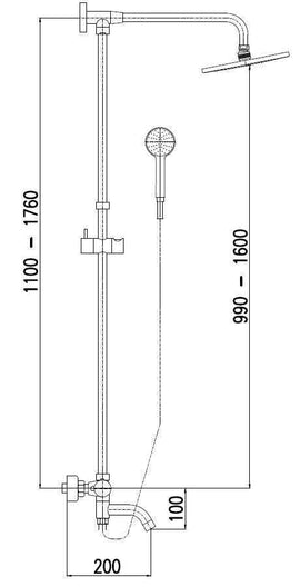 Colonne de douche murale thermostatique réglable 110 à 176 cm