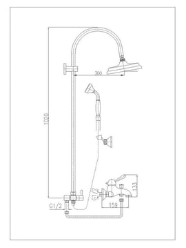 Colonne de douche LABE avec douchette H.102 cm