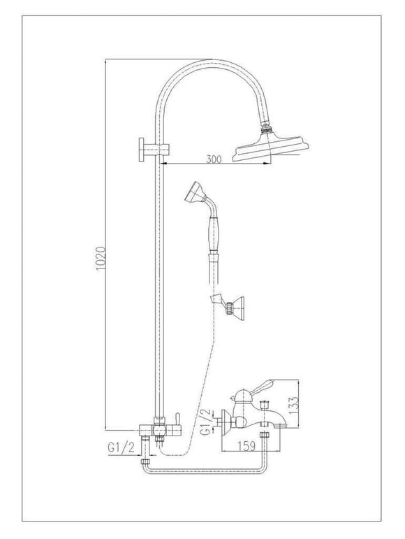 Colonne de douche LABE avec douchette H.102 cm