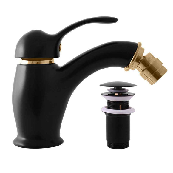 Mitigeur bidet LABE avec siphon en laiton doré noir mat