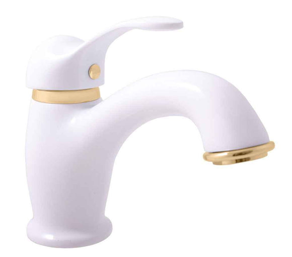 Mitigeur lavabo LABE en laiton doré blanc brillant