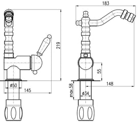 Mitigeur bidet LABE à poser en laiton bronze