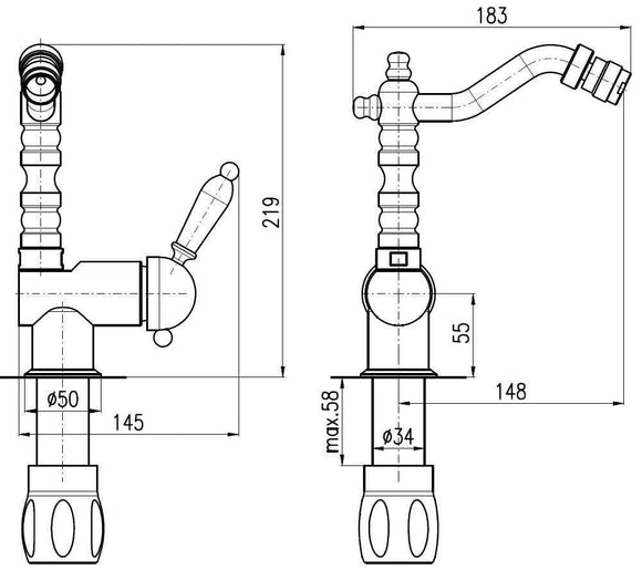 Mitigeur bidet LABE à poser en laiton bronze