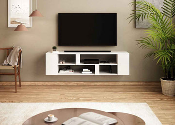 Meuble TV EVEREST coloris chêne 140x35x50 cm