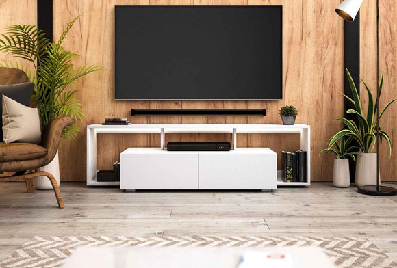 Meuble TV EVEREST coloris chêne 140x35x50 cm
