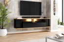 Meuble TV EVEREST coloris chêne 140x35x50 cm