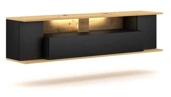Meuble TV EVEREST coloris chêne 140x35x50 cm