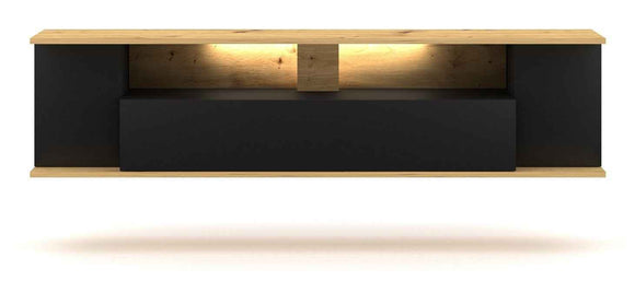 Meuble TV EVEREST coloris chêne 140x35x50 cm