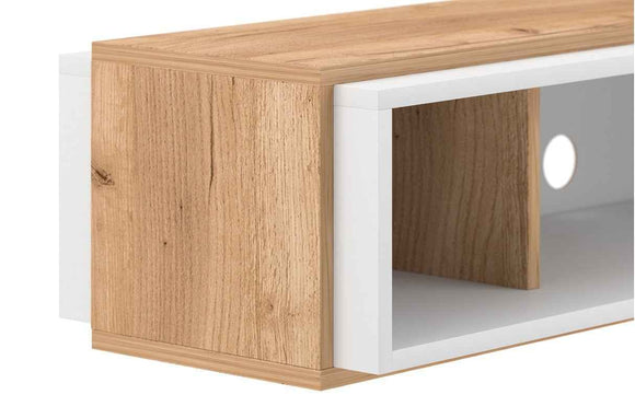 Meuble TV EVEREST coloris chêne 140x35x50 cm