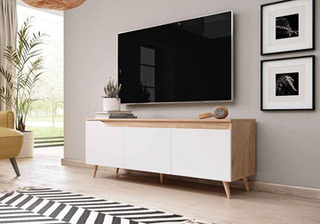 Meuble TV TURE coloris chêne 140x40x52 cm
