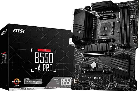 MSI | B550-A PRO | Processor family AMD | Processor socket AM4 | DDR4 DIMM | Memory slots 4 | Supported hard disk drive interfaces SATA, M.2 | Number of SATA connectors 6 | Chipset AMD B550 | ATX