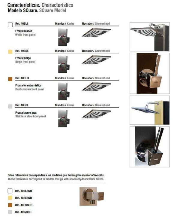 Douche de piscine solaire SQUARE 40L avec rince pieds