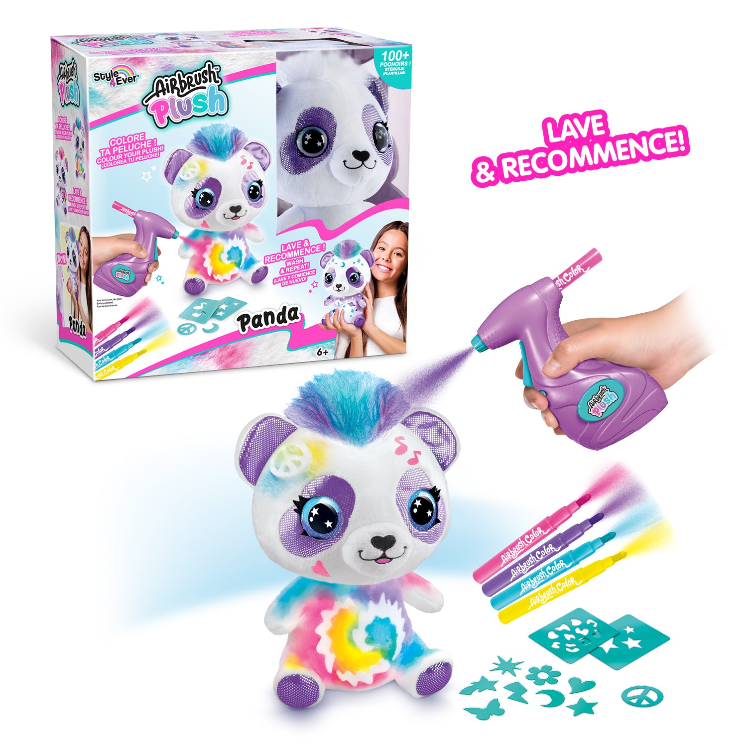 Peluche airbrush panda 25 cm
