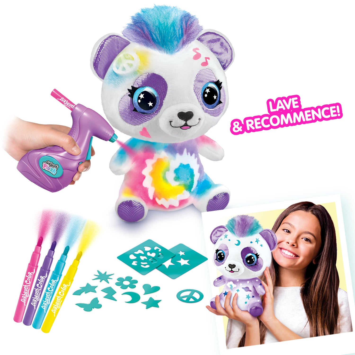 Peluche airbrush panda 25 cm