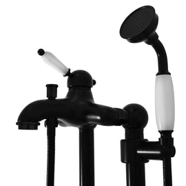Mitigeur baignoire sur pied LABE avec douchette en laiton noir 110 cm