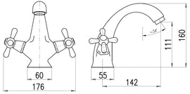 Mélangeur lavabo MORAVA laiton blanc sans pop up