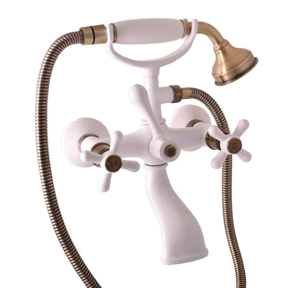 Mélangeur baignoire MORAVA RETRO laiton bronze blanc