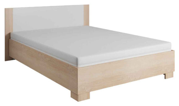 Lit 2 places MARKOS 160x200 cm avec sommier et lattes coloris chêne sonoma et blanc