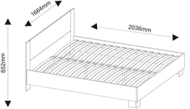 Lit 2 places MARKOS 160x200 cm avec sommier et lattes coloris pin anderson et chêne