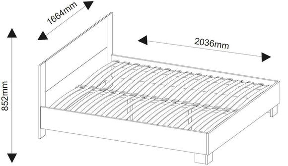 Lit 2 places MARKOS 160x200 cm avec sommier et lattes coloris pin anderson et chêne