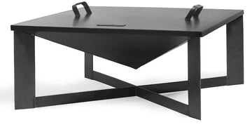 Couvercle de brasero carré en acier noir à 2 anses 72,5x72,5 cm